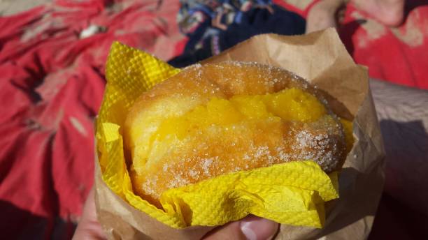 Tasty sweet snack eaten at the beach in Portugal. \