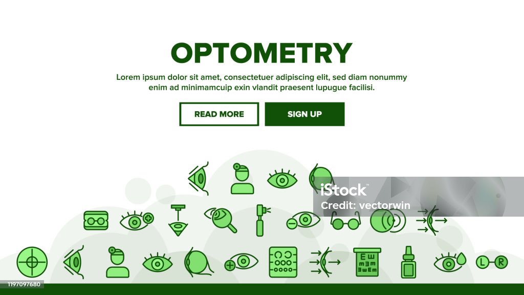 Vector de cabezal de aterrizaje optometry Eye Health - arte vectorial de Ojo libre de derechos