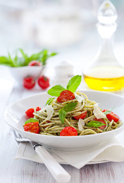 istock spaghetti with  pesto and tomato 119709807