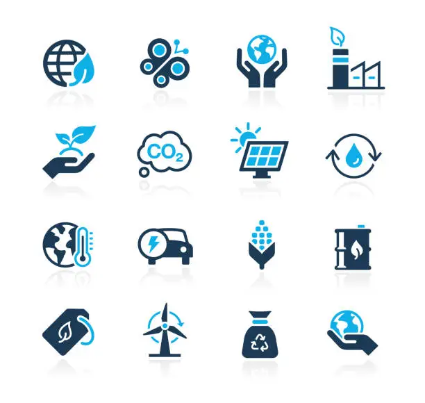 Vector illustration of Ecology & Renewable Energy Icons // Azure-Series