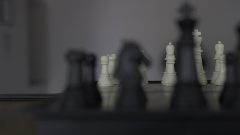 Panning shot of a chess board