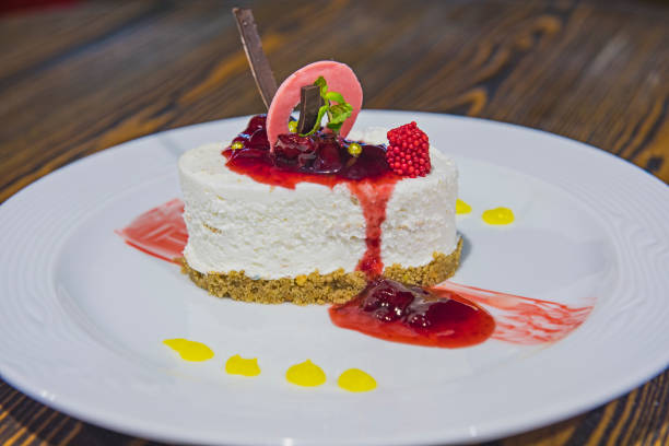 istock Raspberry cheesecake dessert in luxury a la carte restaurant 1197099293