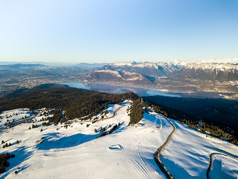 Lake Annecy seen from semnoz in winter