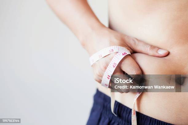 Fat Man Want To Lose Weight And Control Food Stock Photo - Download Image Now - Dieting, Men, Fat - Nutrient