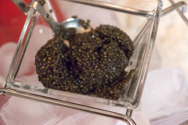 Black caviar in a crystal bowl