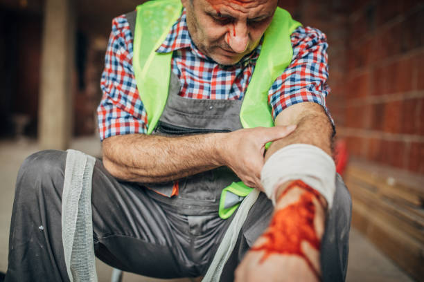 istock Physical injury to a construction worker's hand in the workplace 1197114597
