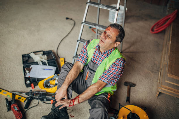 istock Physical injury to a construction worker's leg in the workplace 1197114833