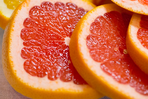 Sliced orange and grapefruit