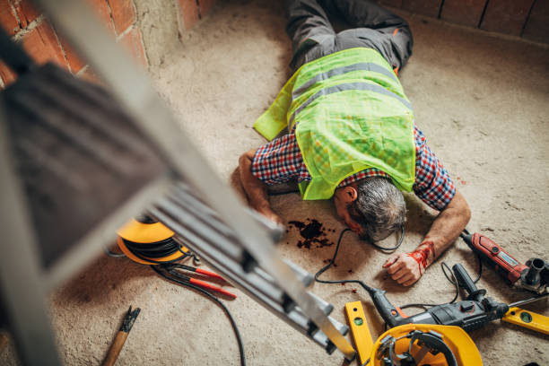 istock Physical injury to a construction worker's head in the workplace 1197116961