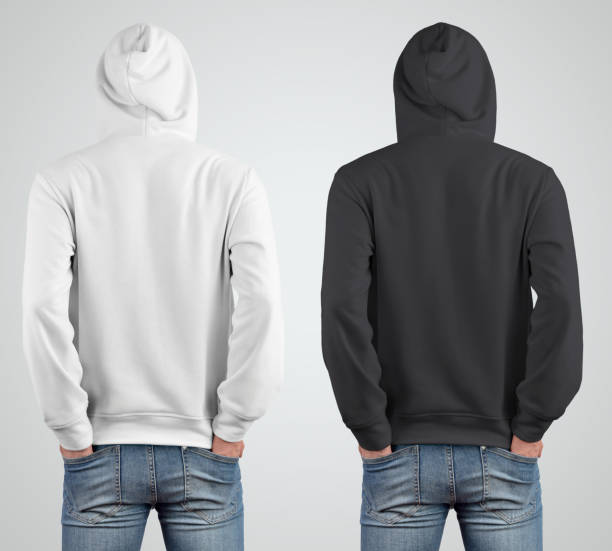 istock Back view mockup hoodie template for young guy for presentation in the store. 1197121710