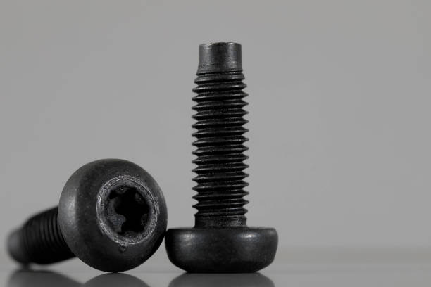 istock Two identical black coated special screws 1197124267