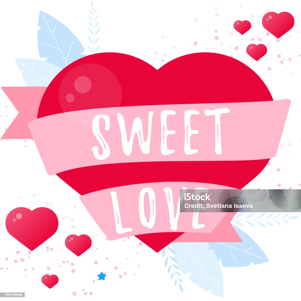 Sweet Love Valentines Day Card Vector Flat Wedding Concept Stock ...