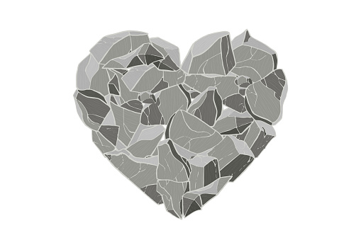 Gray stone heart. Vector illustration. Valentine day card.