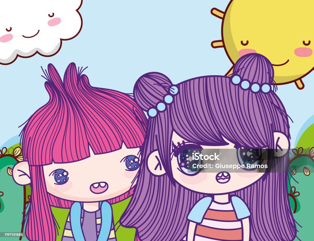 Trẻ Em Cô Gái Nhỏ Anime Phim Hoạt Hình Ngày Nắng Phong Cảnh Hình minh họa  Sẵn có - Tải xuống Hình ảnh Ngay bây giờ - iStock