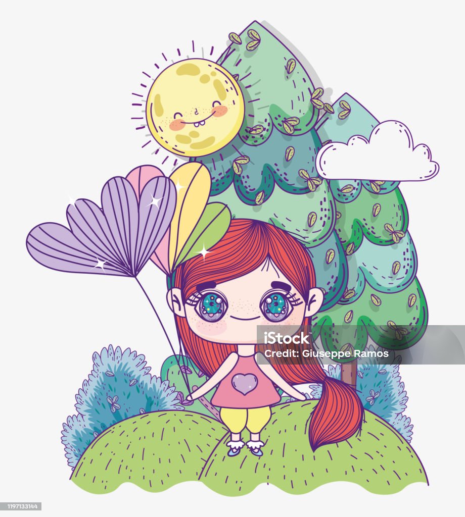 Vetores de Crianças Fofo Menina Anime Desenho Animado Com Flores No Dia  Ensolarado e mais imagens de Bebê - iStock
