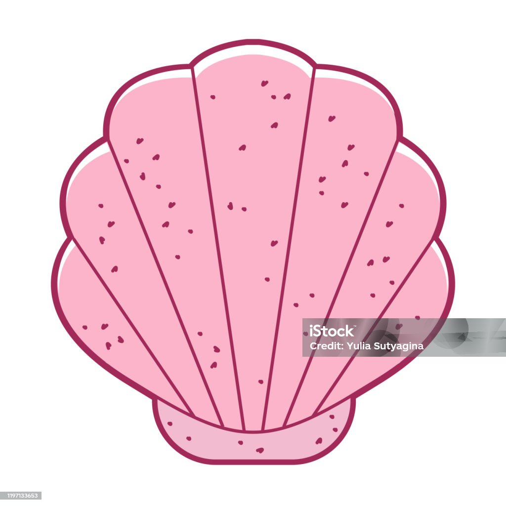 Pink Sea Shell Vector Cartoon Isolated On White Background Stock  Illustration - Download Image Now - iStock