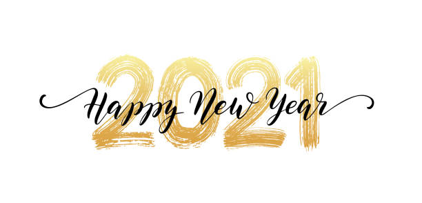 ilustrações de stock, clip art, desenhos animados e ícones de 2021 number hand lettering. happy new year script text. dry brush texture effect. merry christmas. vector illustration - last year