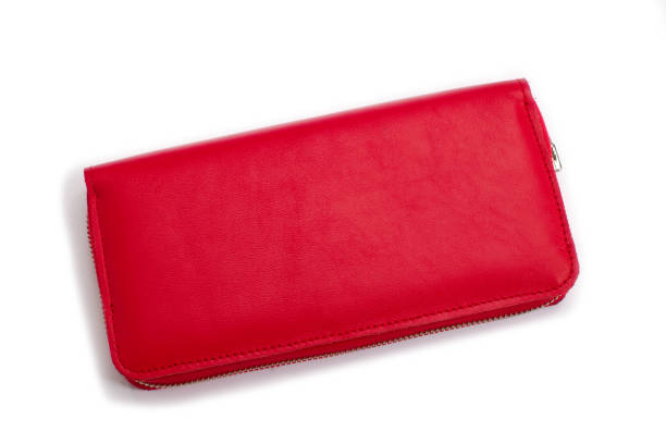 istock Red leather wallet on a white background 1197139548