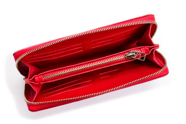 istock Open red leather wallet on a white background 1197139569