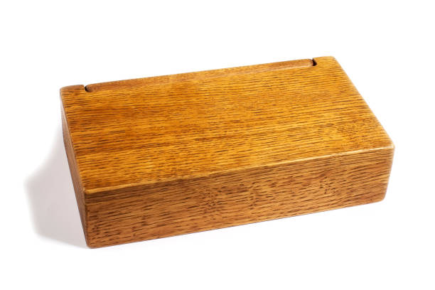 istock Closed wooden box on a white background. Gift box. 1197139602
