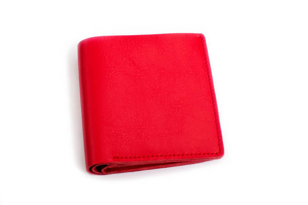 Red leather wallet on a white background