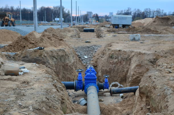 istock Construction of main water supply pipeline. 1197140238