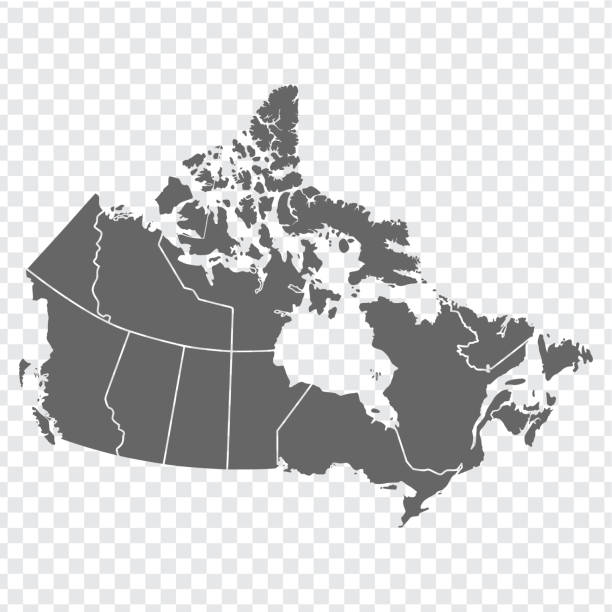加拿大空白地圖。高品質的加拿大地圖與各省在透明的背景為您的網站設計，標誌，應用程式，使用者介面。美國。eps10. - canada 幅插畫檔、美工圖案、卡通及圖標