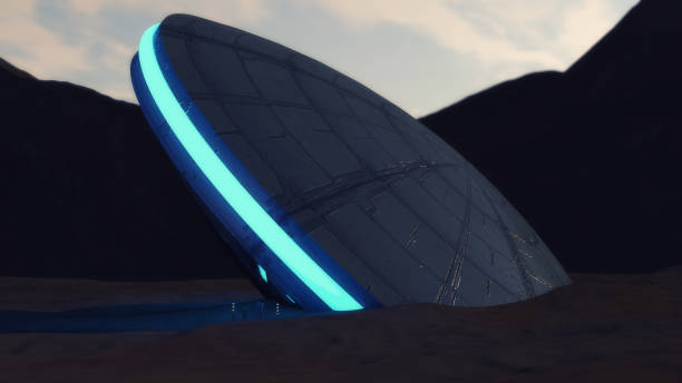 istock 3d render. Futuristic spaceship concept illustration 1197142543