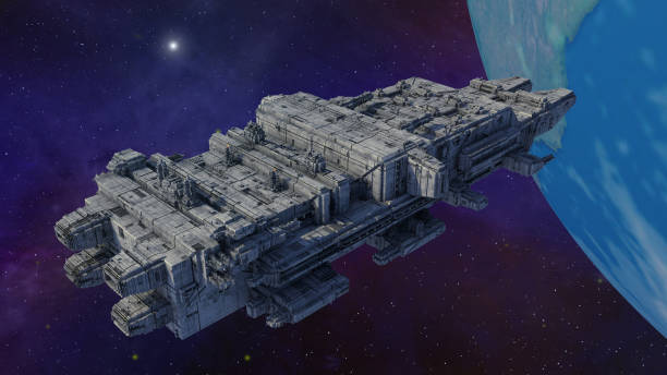 istock 3d render. Futuristic spaceship concept illustration 1197142629