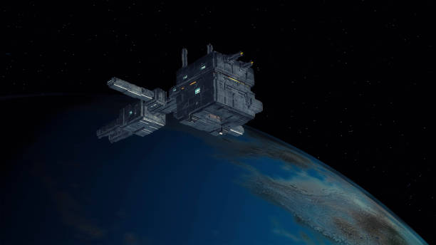 istock 3d render. Futuristic spaceship concept illustration 1197142667