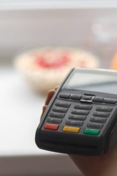 istock payment terminal by credit card, Breakfast payment 1197143347