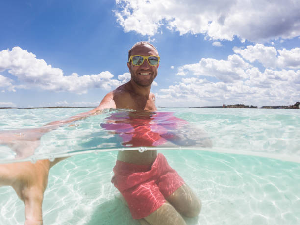 istock Underwater shot of man taking selfie on idyllic beach 1197147475