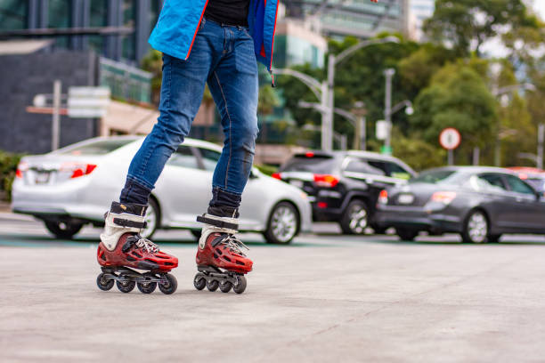 istock Young Man skating trough the city 1197149263