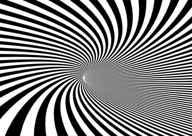 istock The illustrate of tunnel optical illusion black and white twisted abstract background 1197150257