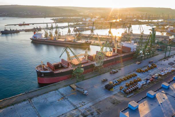 Sea cargo port stock photo
