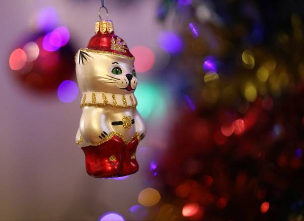 istock Christmas glass toy - cat in boots 1197155477