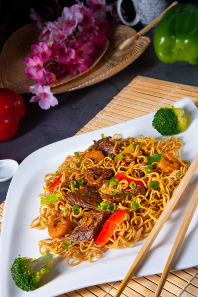 istock Fried Mie noodles with beef and vegetables. 1197155967