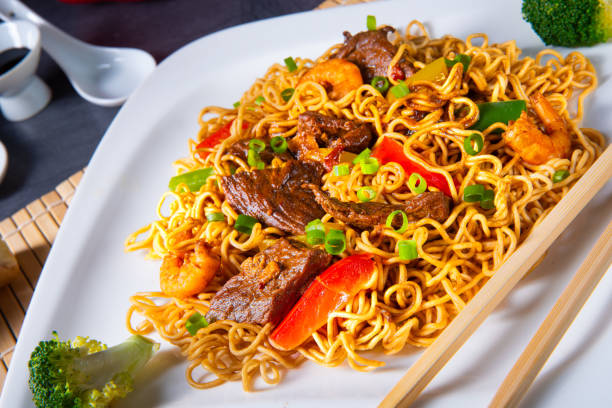 istock Fried Mie noodles with beef and vegetables. 1197156009