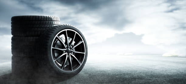 istock Car tires on roads 1197157829