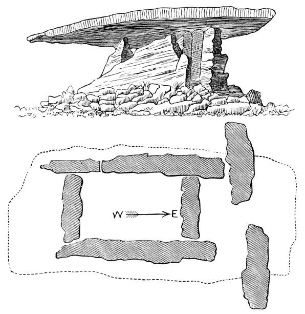 illustrations, cliparts, dessins animés et icônes de zennor quoit dolmen, à cornwall - dolmen stone grave ancient