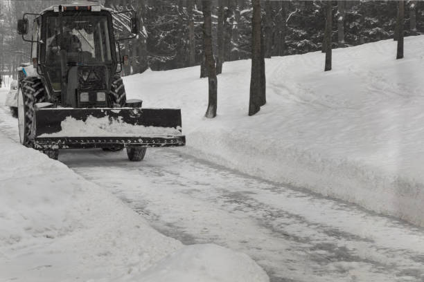 istock Tractor cleans the road from snow 1197163962