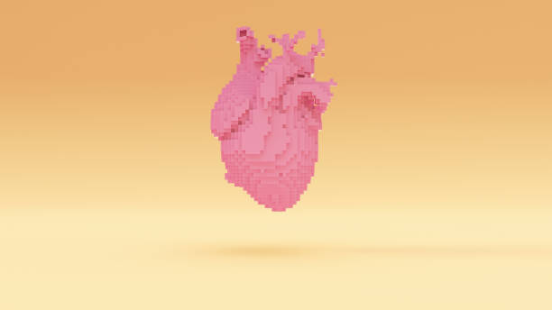 istock Pink Anatomical Heart Pixel Cubes with Warm Cream Cync 1197164931