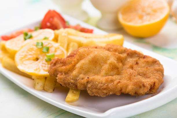 istock Breaded cutlet with french fries 1197167026