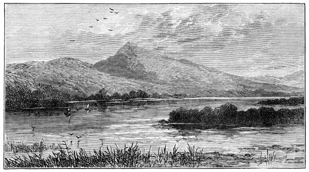 ilustrações, clipart, desenhos animados e ícones de lago bala em gwynedd, país de gales - século xix - dee river illustrations