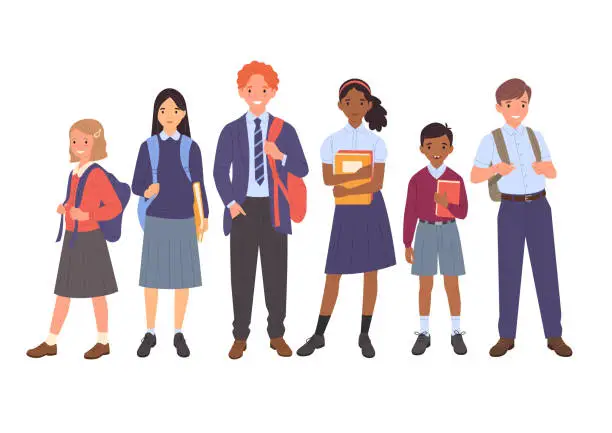 Vector illustration of School kids collection.