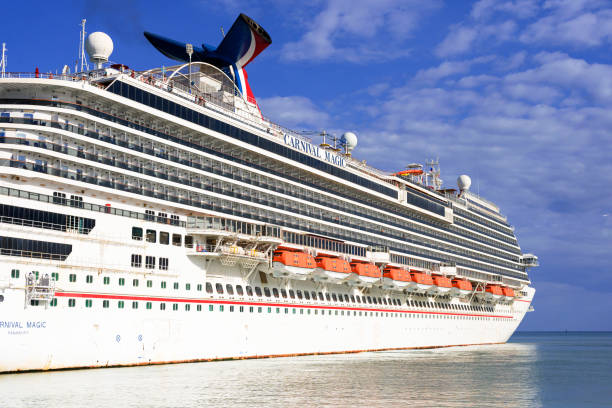 An image of a beautiful cruise ship in the blue sky