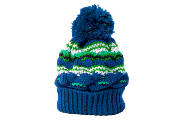 istock Blue winter knit ski hat isolated white 1197177000