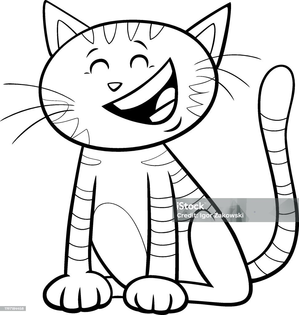 Ilustración de Gatito O Gato Dibujos Animados Personaje Para Colorear  Página De Libro y más Vectores Libres de Derechos de Gato doméstico - iStock