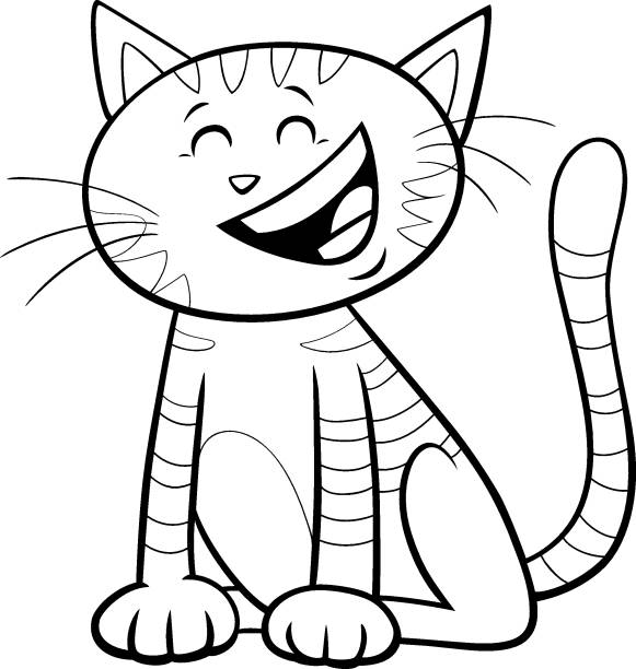 ilustrações de stock, clip art, desenhos animados e ícones de kitten or cat cartoon character coloring book page - comic book animal pets kitten