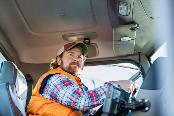 Man driving semi-truck